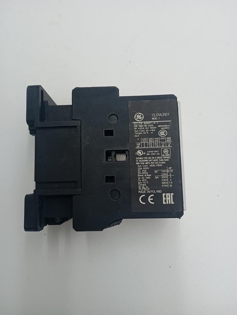 CONTACTOR DE POTENCIA CORRIENTE ALTERNA CL01A310T3 110 VCA 3P : 12A 1NA