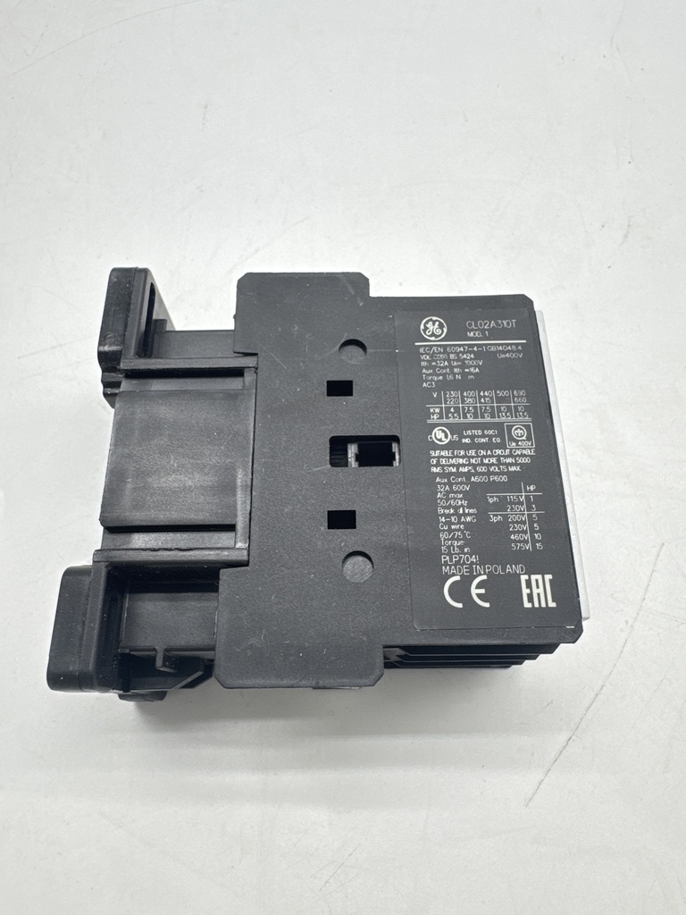 CONTACTOR DE POTENCIA CORRIENTE ALTERNA GE CL02A310T3 110 VCA 3P 7,5KW 18A 1 NO