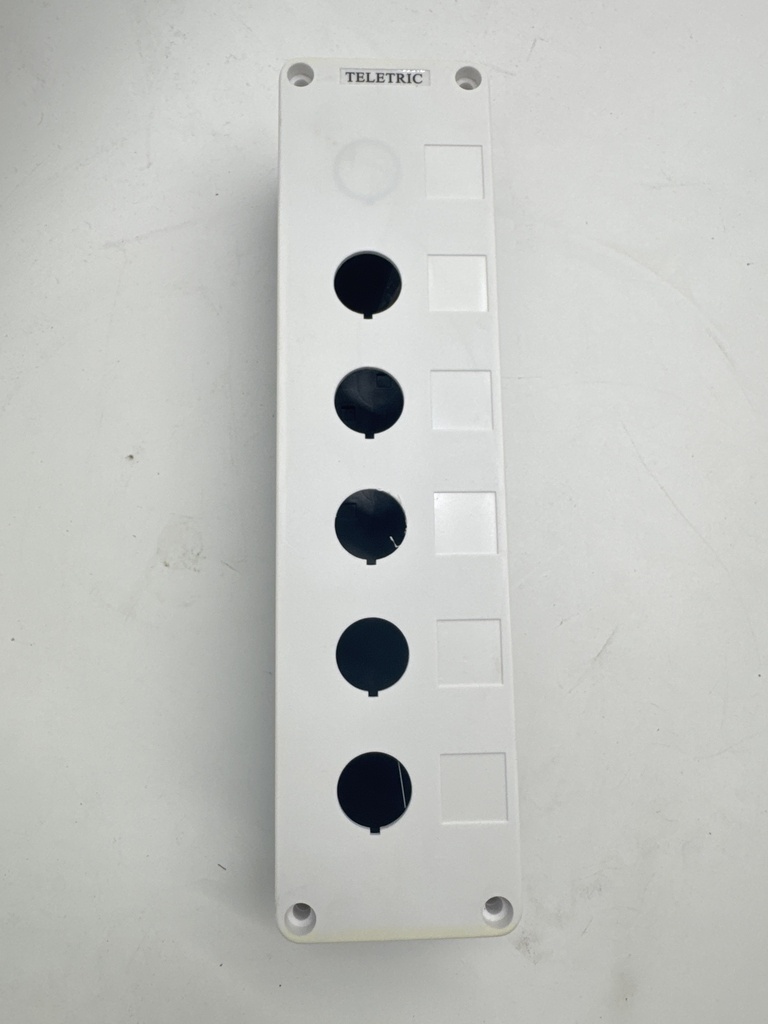BOTONERA PULSADORES (CAJA PLASTICA 5 PERFORACIONES B/N TELETRIC)
