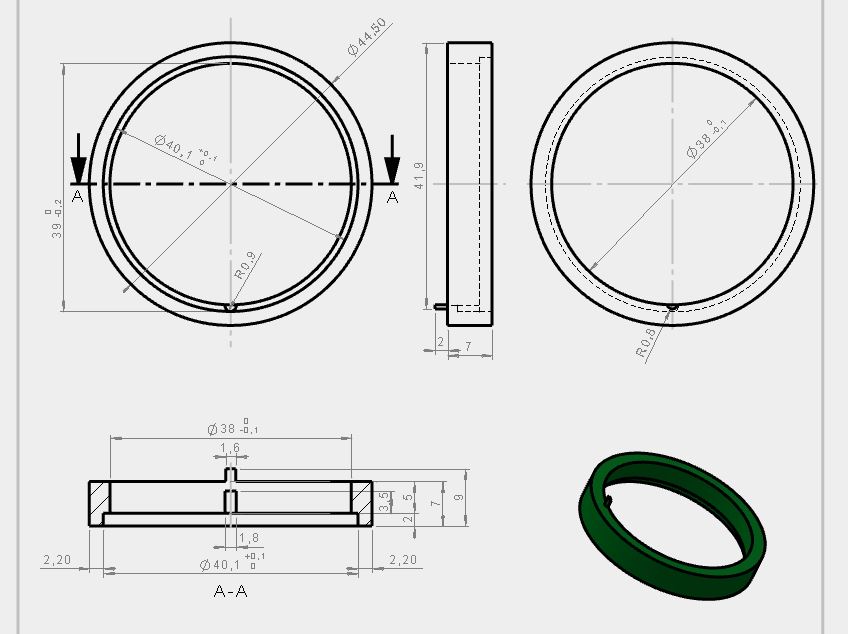 CALCE VERDE PULSADOR PRINCIPAL 4TH GEN RAL6010 / ANILLO VERDE / DIAMETRO 44,5MM   