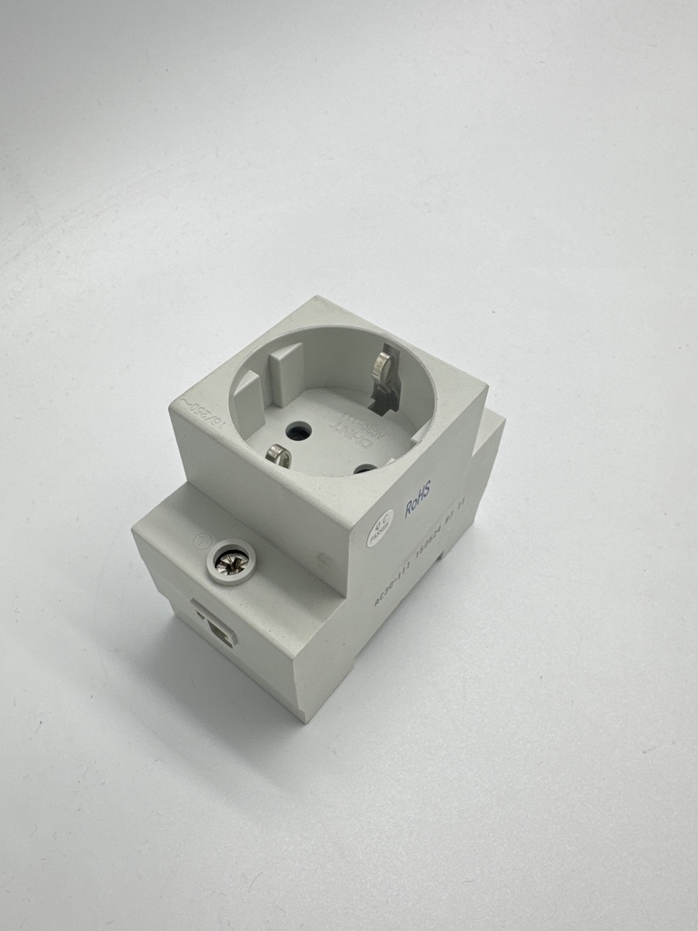 ENCHUFE HEMBRA 2P, 16AMP, TIPO SCHUKO, A RIEL DIN   