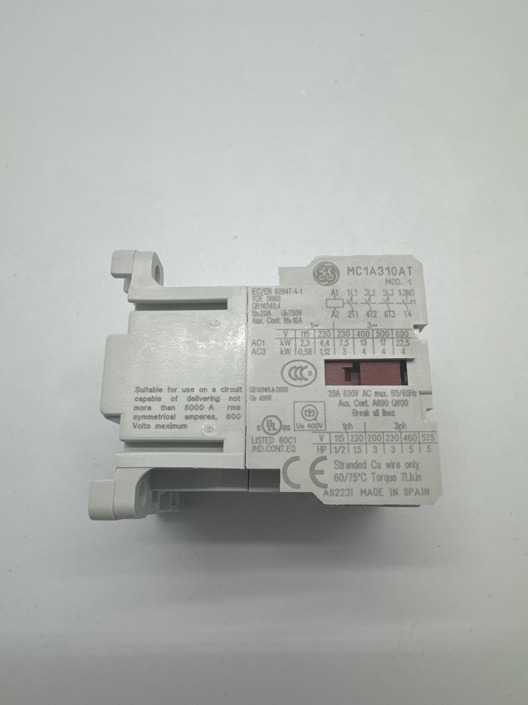 MINI CONTACTOR MC1A310AT J 110 VCA 3P : 9A 1NA GE PC  03
