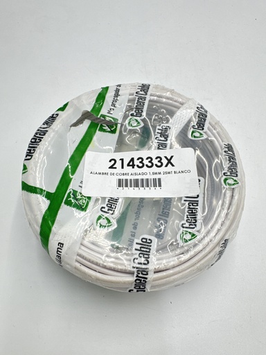[214333X] ALAMBRE DE COBRE AISLADO 1,5MM 25MT BLANCO   